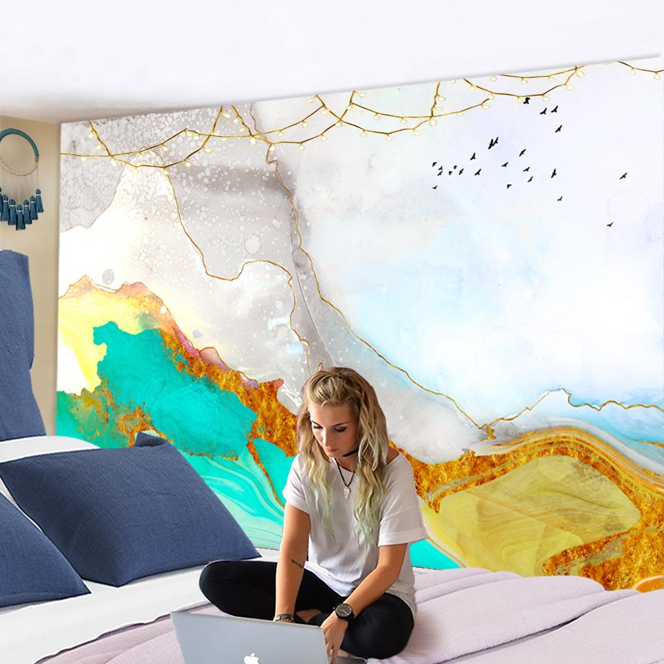 Marmor Linie Malerei Wandteppich Hängen Chinesischen Kunst Stil Hippie Bohemian Teppich Druck Wohnzimmer Wohnkultur