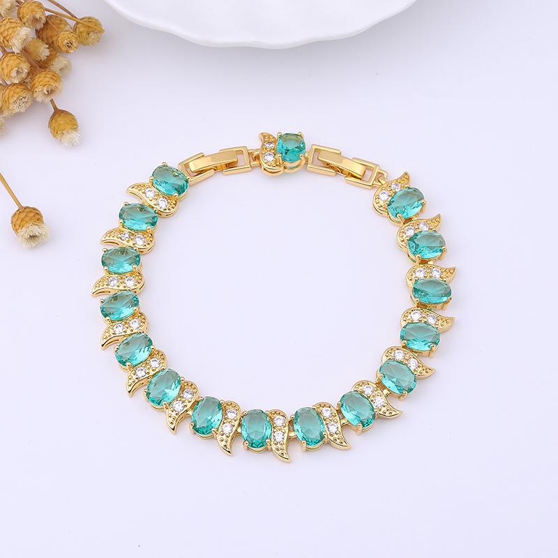 24K Hellgrüner Zirkon Damen Nischenarmband Klein Frisch Damenarmband