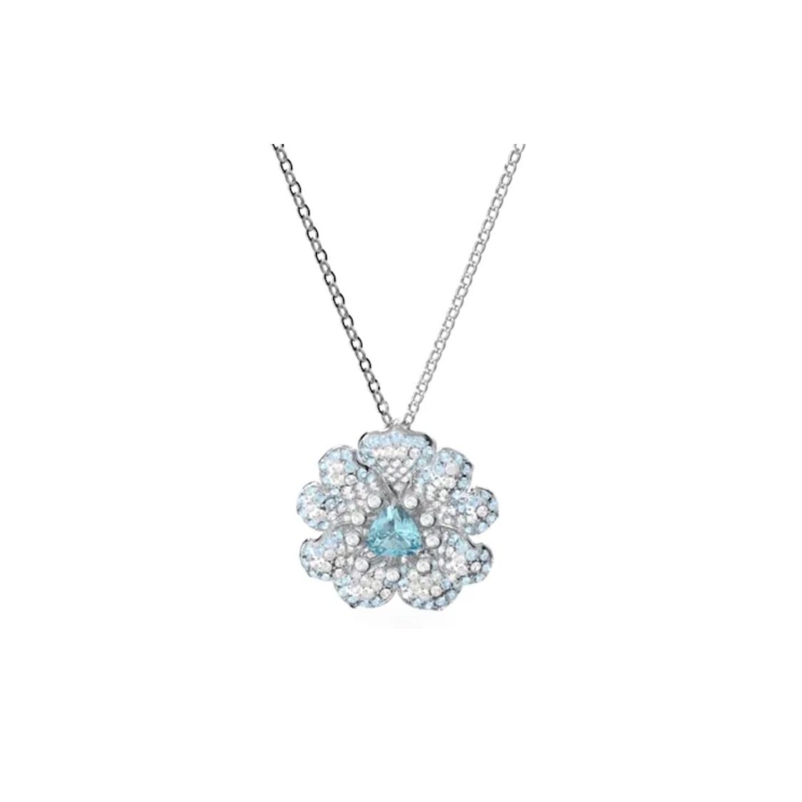 Swarovski Connexus Heart Lotus Pendant Rhodium Plated Necklace Women necklace 5615092 Box (Random Color)
