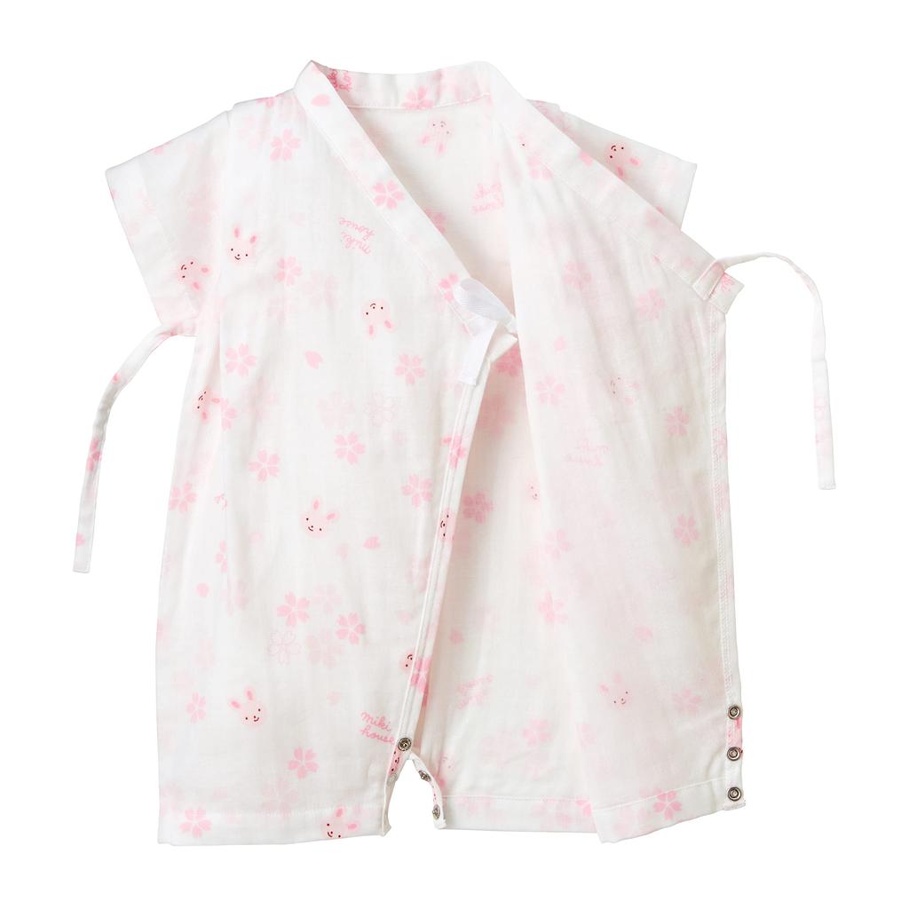 MIKI HOUSE Jinbei Short Made In for Boys and Baby Size S Romper, Sleeve, Japan, Gauze, Girls, Newborn, Baby, Kids, Clothes, (60-70cm), Pink,