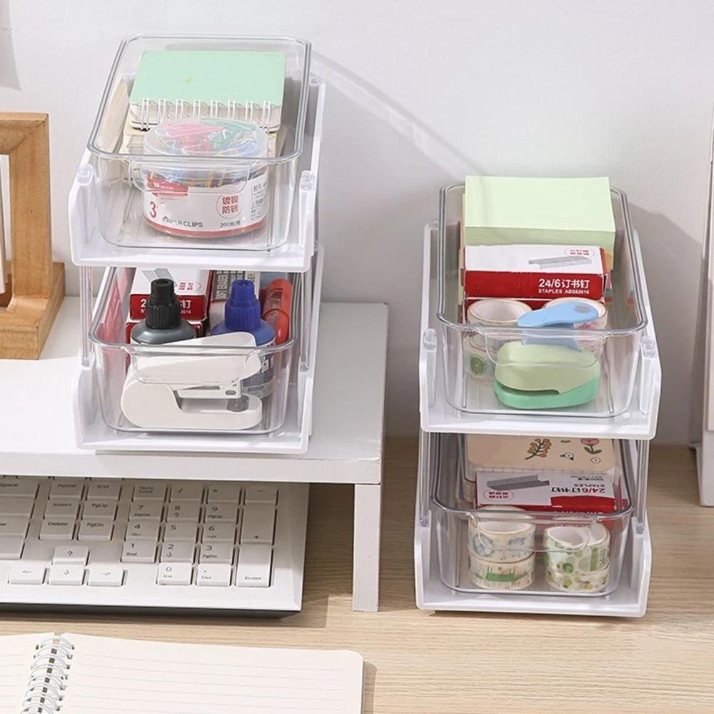 Storage Tray Desktop Storage Display Rack Removable Space Save 2 Layer Storage Shelf Stationery/Toiletries 2 Layer