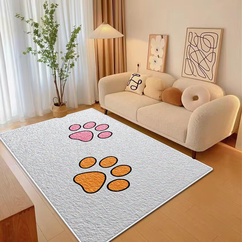 Stile Semplice Carino Disegno Animato Tappeto per Soggiorno Antiscivolo Impronte di Animali Morbido Tappeto per Camera da Letto Soffice Tappetino per Tavolo Divano Lavabile