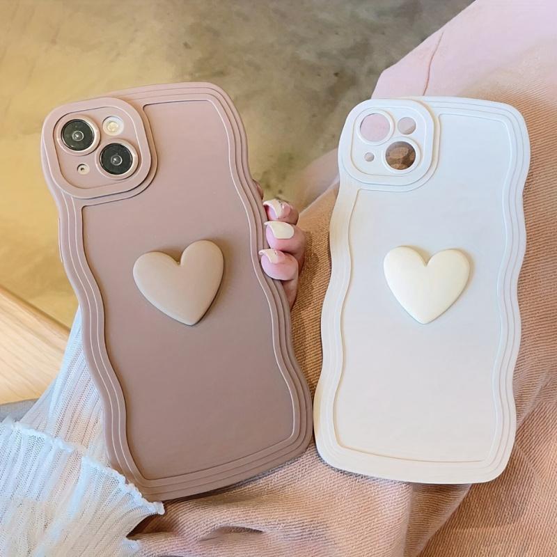 Two Piece Set Solid color Simplicity Phone Case  For Iphone 17 16 1 14 13 Pro Max Sandblasting TPU  Three Dimensional Heart Cover