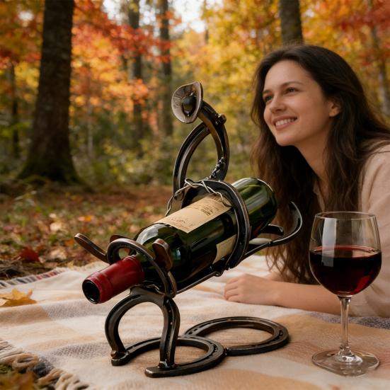 Portabottiglie da Vino Divertente Rastrelliera da Tavolo per Vino in Metallo Espositore Decorativo per Bottiglie per Bar Bancone Cucina Ingresso Soggiorno