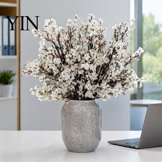 Realistic Silk Flowers for Stands Artificial Fall Indoor Outdoor Decor, Weatherproof Autumn Floral Flexible Stems Flower Vases Arrangements with Home