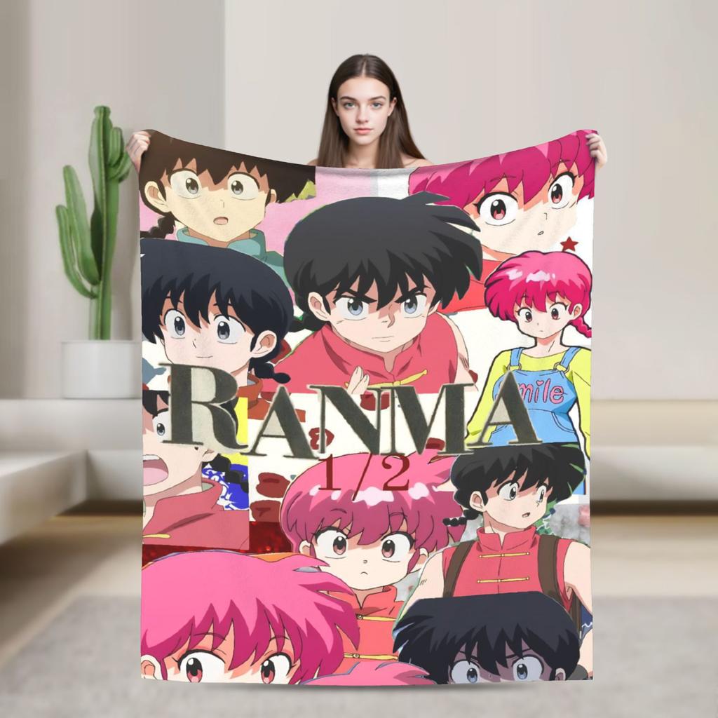 Couverture Anime Ranma 1/2 Polaire Imprimée Respirante Légère Jeté de Lit Quilt d'Extérieur