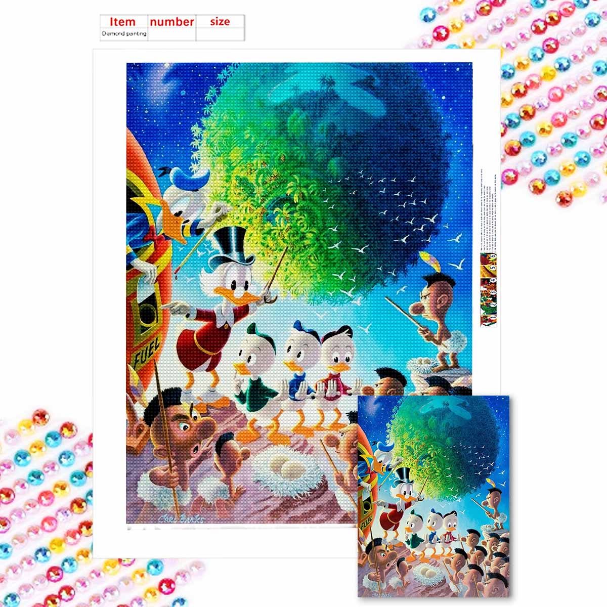 

5D Diy Diamond Painting Donald Duck and His Nephews Full Drill Rhinestones Mosaic Embroidery Handmade Products Home Decor Gift Round 20x30cm
