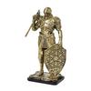 Medieval Knight Figurine, Vintage Resin Statue with Metallic Finish, Handcrafted Armor & Shield Details for Bookshelf, Office Desk Decor, Industrial