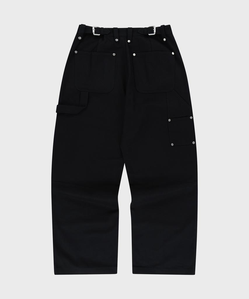 THEVINYLHOUSE Stitch Double Knee Pants Black