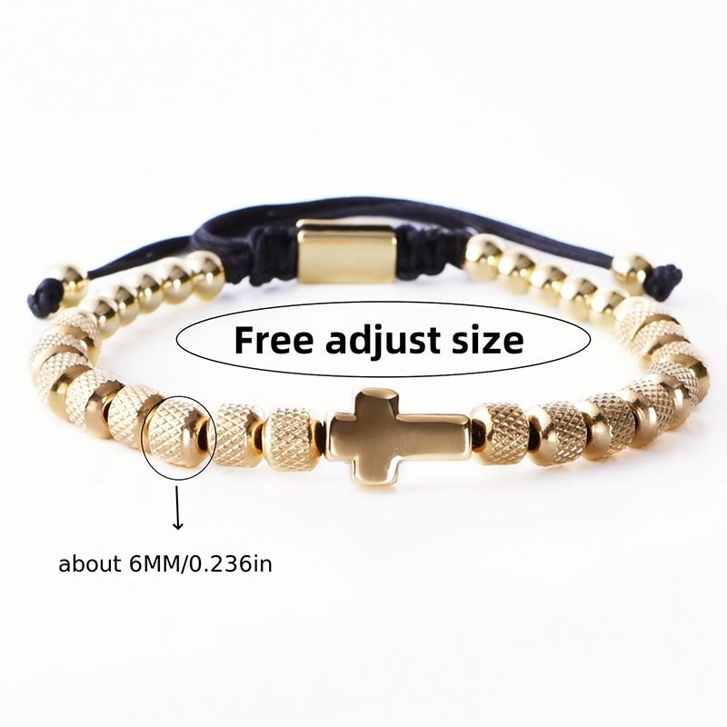 Charm Bracelet Stainless Steel Beaded Bracelets Handmade Men Women Prayer Fitness Chain Couple Jewelry Gift