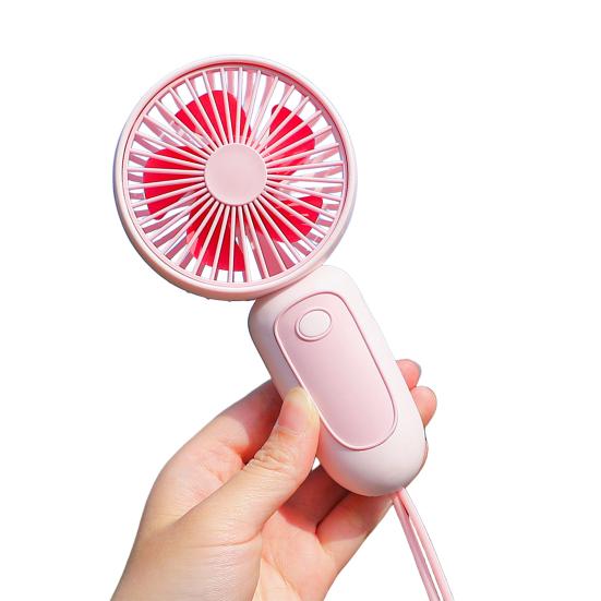 Handheld Desktop Fan with Lanyard Dual-Use Portable Cooling Fan for Students Commuting Traveling Type-C Fast Charging Low Noise Summer Gadget