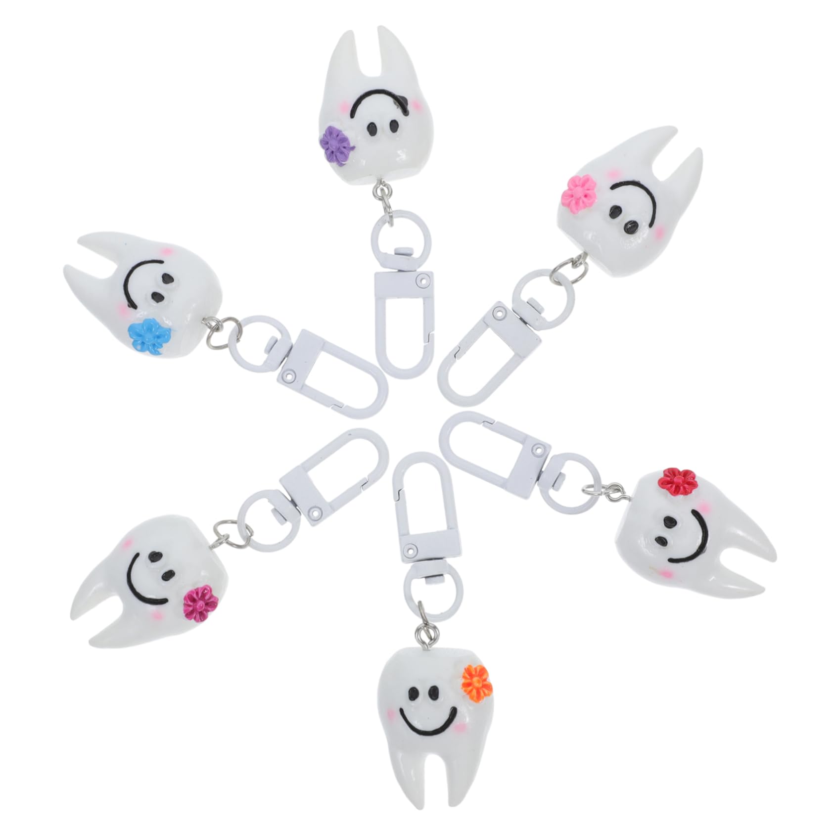 

Beaupretty Cute Teeth Keychains, 6 Small Tooth Pendants, Key Rings, Bag Charms for Handbags, Cute Colored Ornaments