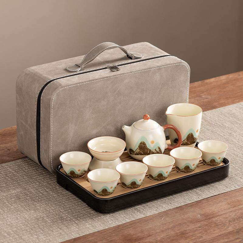 Dragon Egg Teapot Huang Ru Kiln Travel Kung Fu Tea Set Household Portable Teacup Teapot Light Luxury Business Gifts