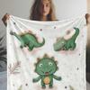1pc Flannel Blanket, Cute Dinosaur Cartoon Design Print Blanket, Warm and Soft for Sofa Bed Car Office Camping Travel, All-Seaso