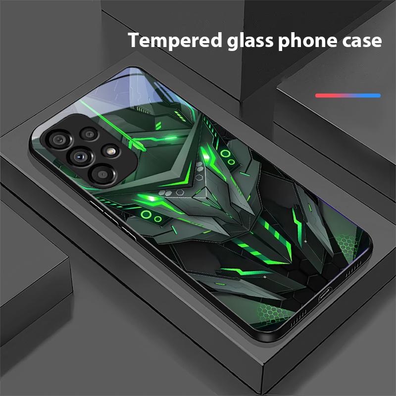 Kreativer Mech Für Samsung Galaxy S10 20 Plus 21 FE 22 23 24 FE 25 Ultra Schwarz Gehärtetes Glas Handyhülle Hartschale