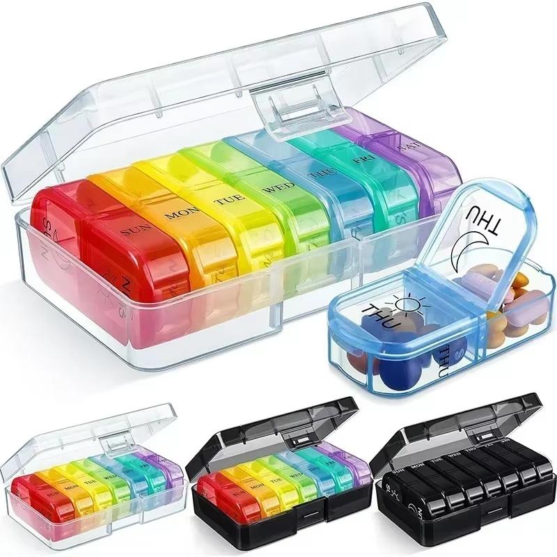 1 Stück Wöchentliche Pillendose Pillenbox 7 Tage Medikamenten Tablettenbox Tragbarer Reise Medikamenten Aufbewahrungsorganizer Geheime Fächer Pillendose