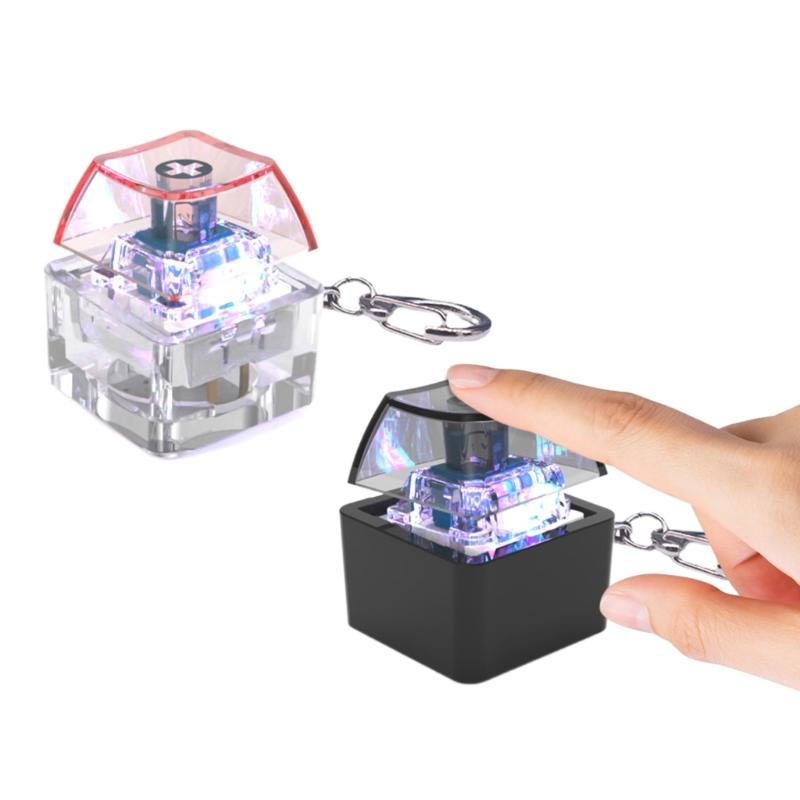 1PC 1-Key LED Light Keyboard Clicks Toy Keycap Tester For Stress Relief And Sensory Play Transparent ABS