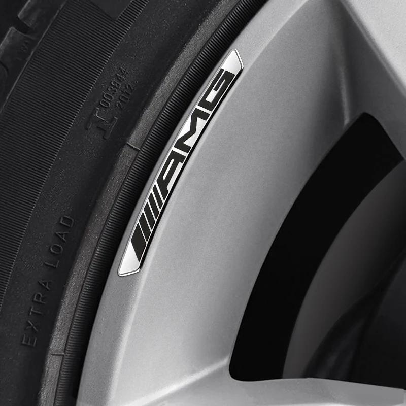 4ks Styling auta Ráfek kola Hliníková nálepka s logem Nálepky na náboje kol Pro Mercedes Benz AMG A B C E G CLA C63 C63S E53 GT SLK W176