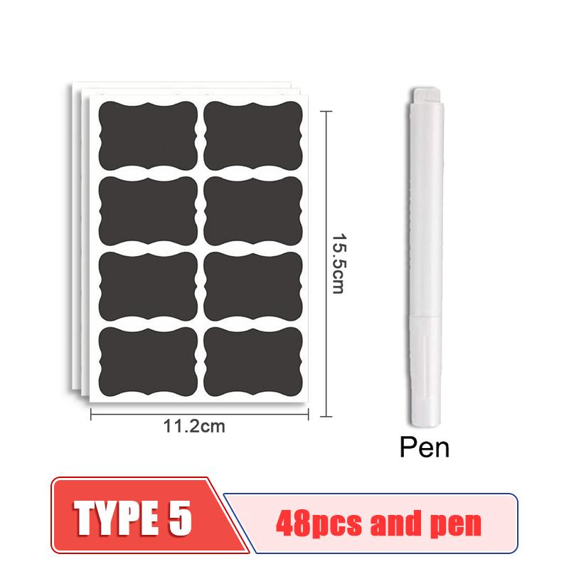 50pcs/sets Jars Labels Erasable Chalkboard Labels Waterproof Spice Sticker Craft Kitchen Blackboard Sticker Bottles Tag With Pen