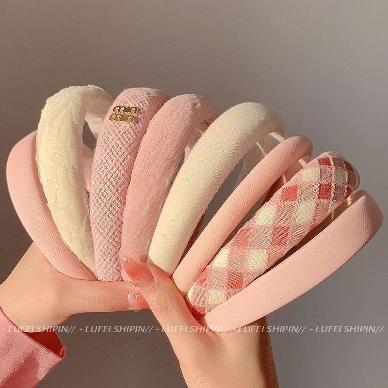 2023 Pink High Crown Headband & Hair Clips Set for Girls - Wide Edge Beauty Accessory