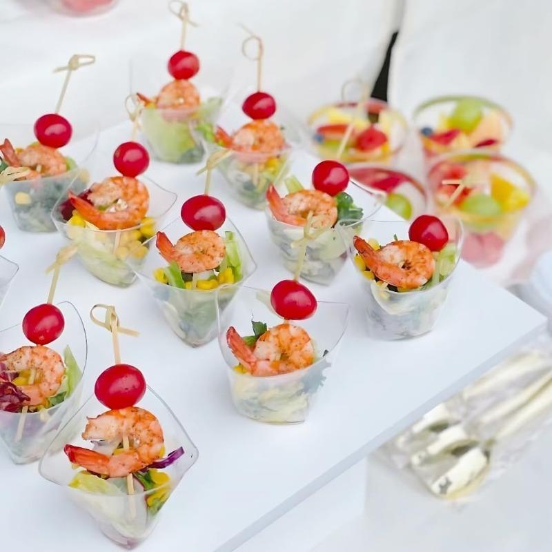 50PCS Disposable Plastic Dessert Cups Twisted Triangle Birthday Transparent Party Ice Cream Mousse Christmas Food Container