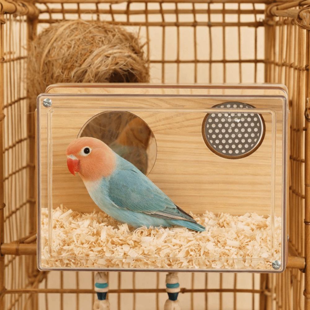 Transparent Parakeet Nesting Box Breathable Visible Bird Breeding Box with Perch Odor Resistant Bird Cage House Breeding Season