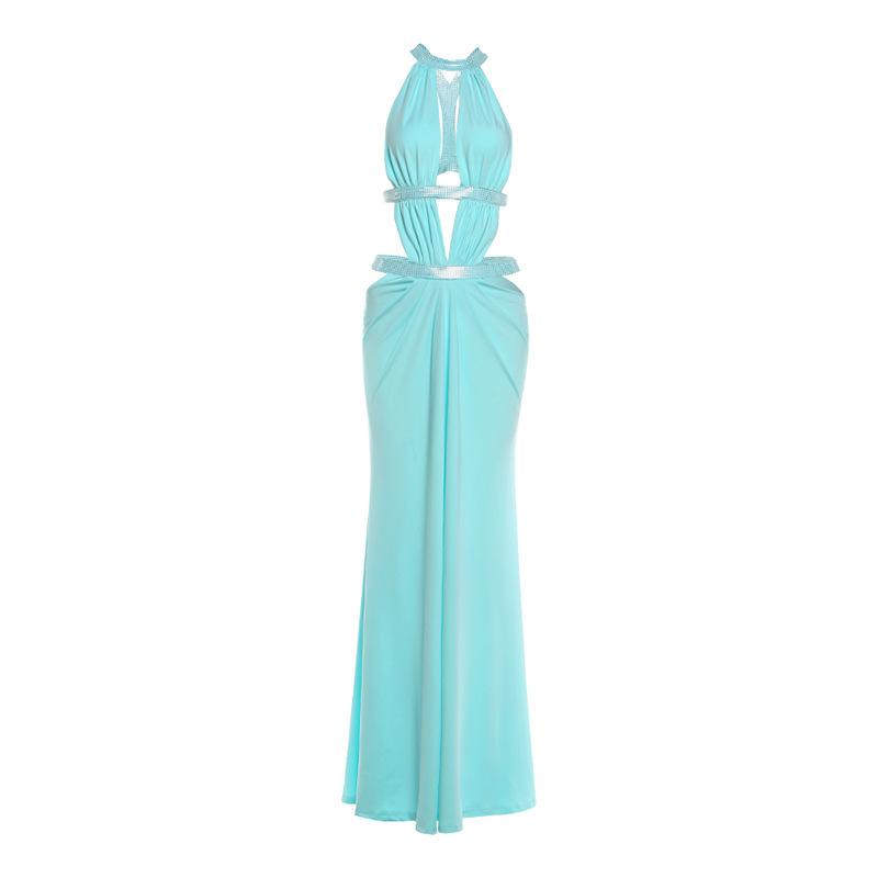 KDA European and American Summer New Women's Clothing Sexy Deep V Folds Splicing Dress