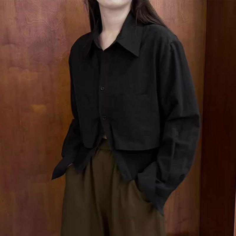 Women's Korean Chic Knit Patchwork Two-in-One Long Sleeve Polo Shirt with Pocket Design for Early Autumn