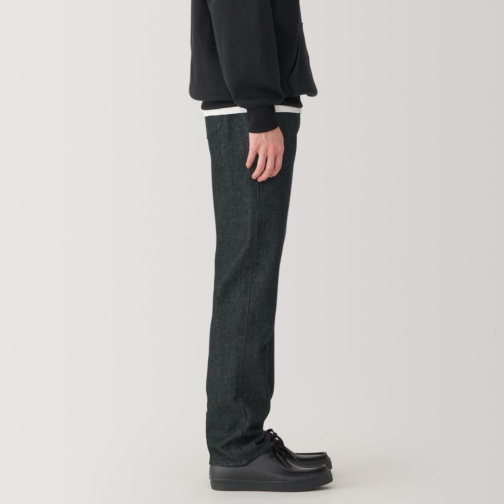 MUJI Kapok blend denim straight pants made from tree nuts Black AE0YEA4A Black 28 Men's Men's Men's (71cm)