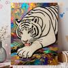 Shiny Pearl Elegant White Tiger DIY Painting Creative Bead Art Craft Household Wall Decoration Nice Present For Art Hobbyists Home Decor Accents