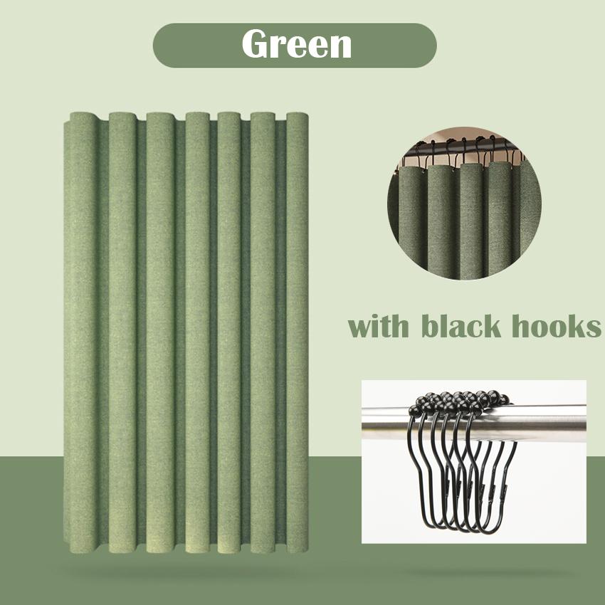 Luxury Thick Imitation Linen Shower Curtain Waterproof Bath Curtains For Bathroom Bathtub Large Bathing Cover with Metal Hooks