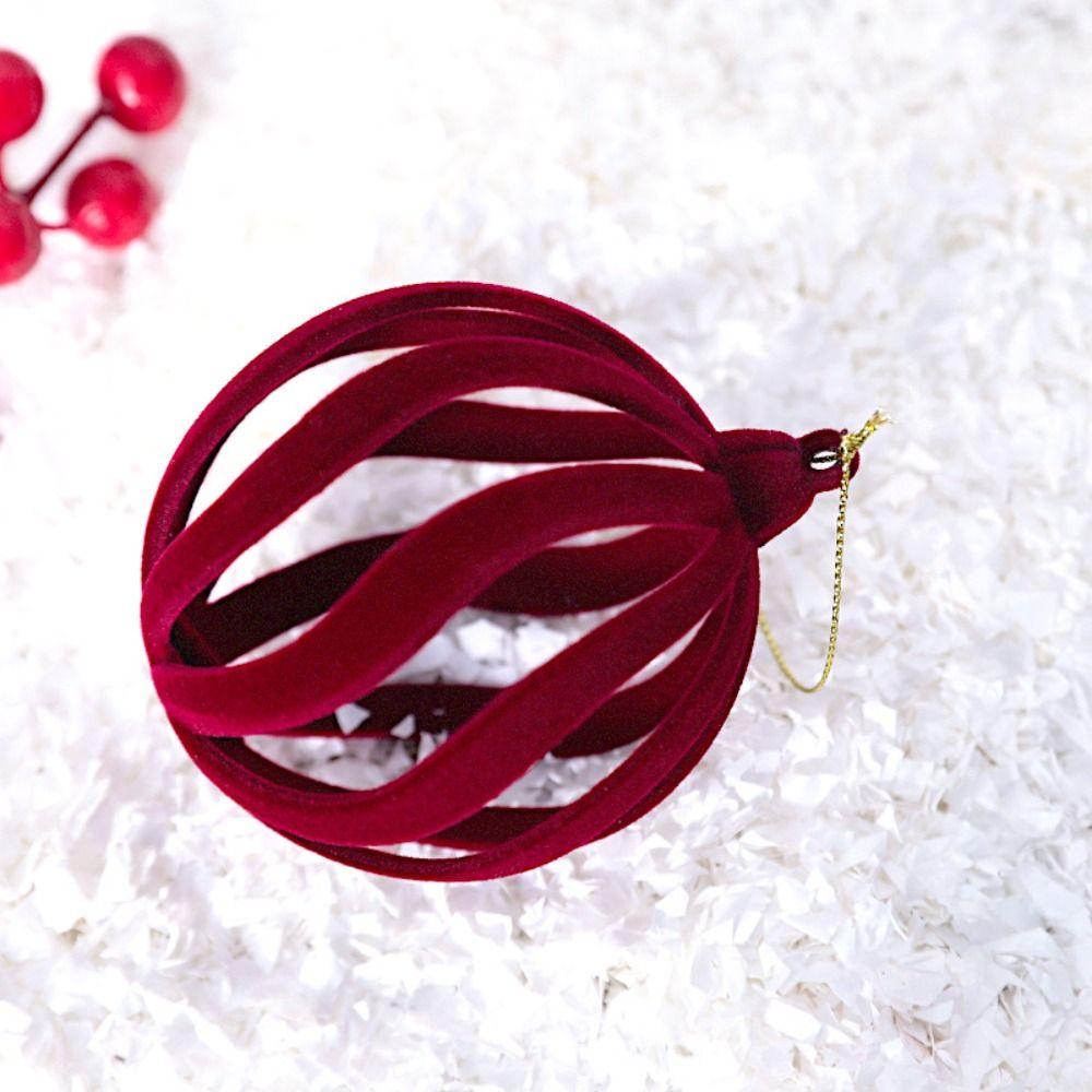 4pcs Flocked Velvet Christmas Ball Shatterproof Decorative Christmas Tree Pendant Delicate Xmas Hanging Ornament Shop