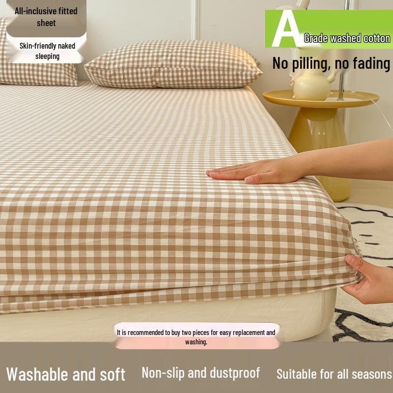 2025 All-Season Solid Color Fitted Sheet - Full Cotton Dustproof Mattress Protector