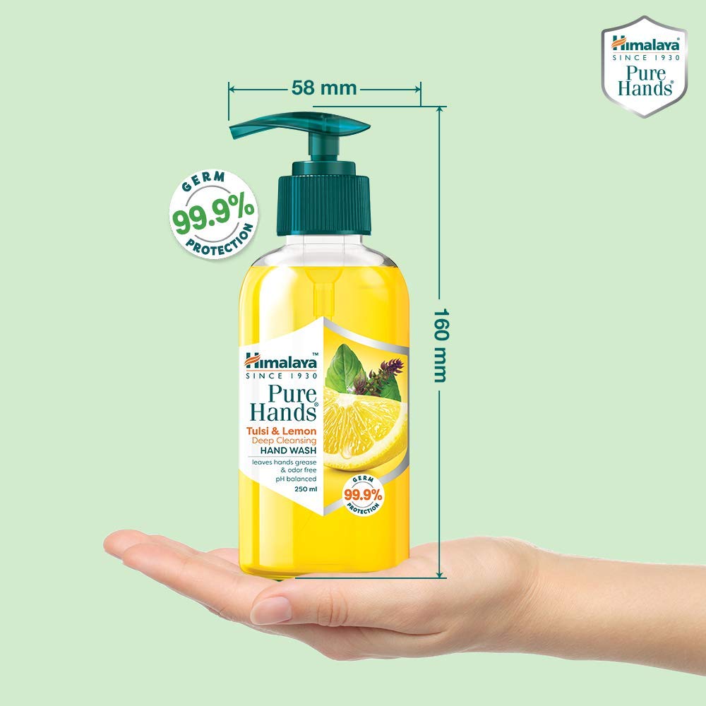 Himalaya Pure Hands Deep Cleansing Hand Wash With Tulsi And Lemon Pump 250ml Removes Grease And Odors Gentle On Skin