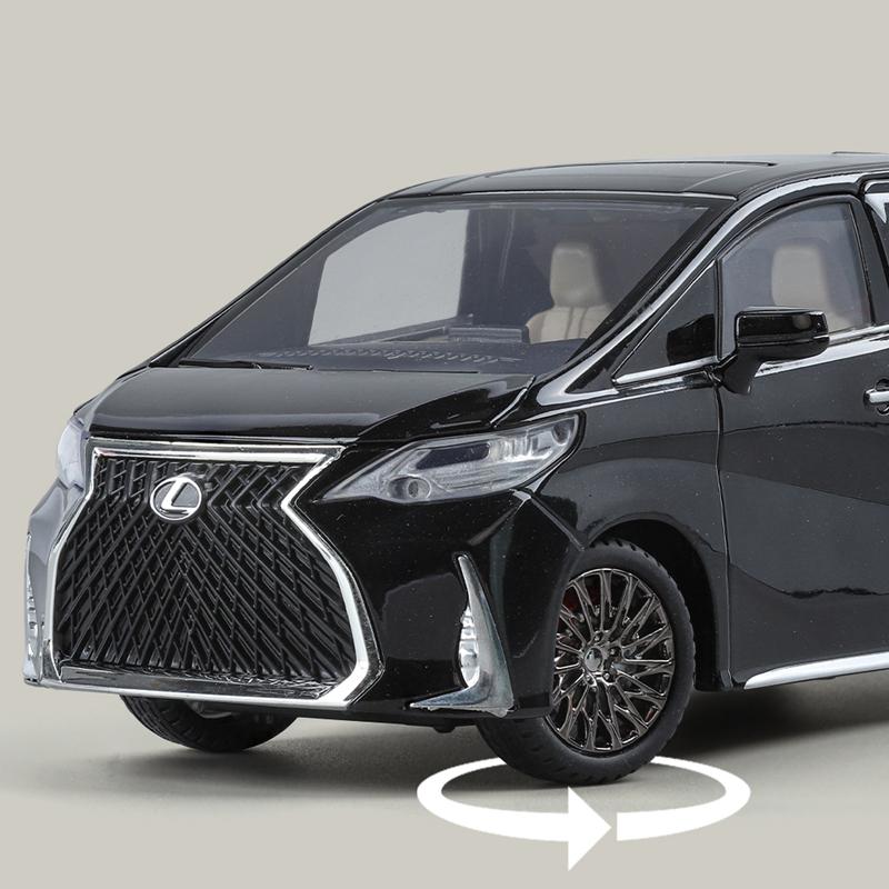 YMT1 1:24 Lexus LM300 MPV Alloy Car Model Diecast Metal Vehicles Car Model High Simulation Sound and Light Children Toy Gift With Key