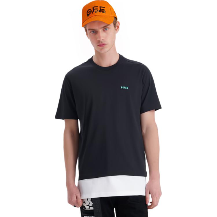 HUGO BOSS T-Shirts Men's Pitch Black Crew Neck Moderate Straight Fit 50475828-404