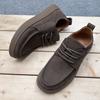 Leather men's shoes 2026 casual lace up soft sole retro style frosted versatile wide head men's leather shoes