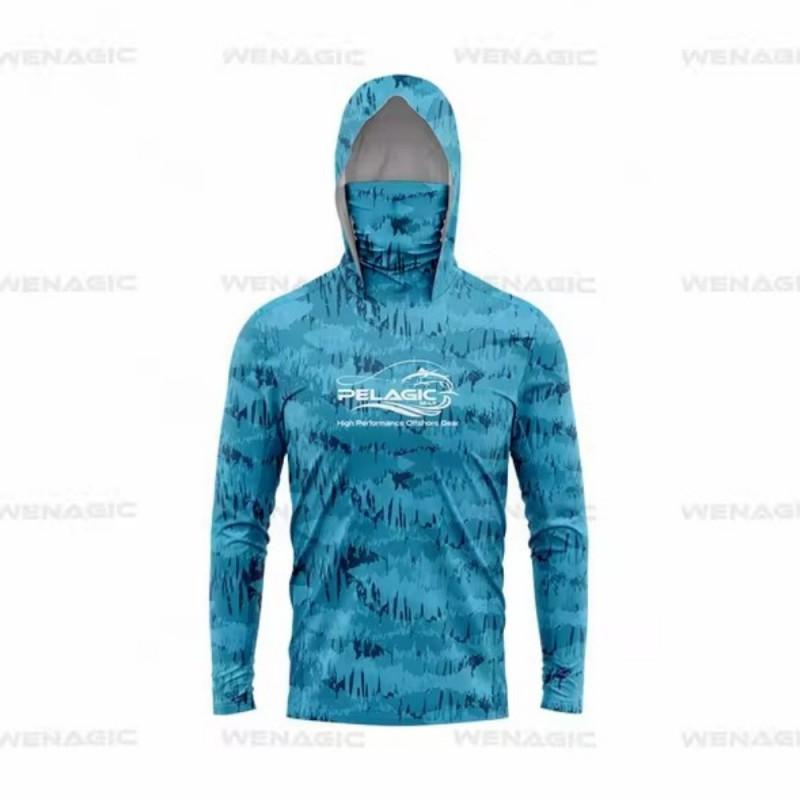 Men's Sunscreen Upf50 + Long-sleeved Camouflage Fishing Wear Anti-UV Mask Hooded