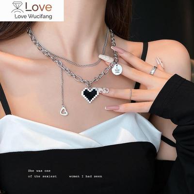New Senior Fashion Women Pendant Necklaces Fine Double Link Chain Metal Heart Party Necklace Jewelry Gift