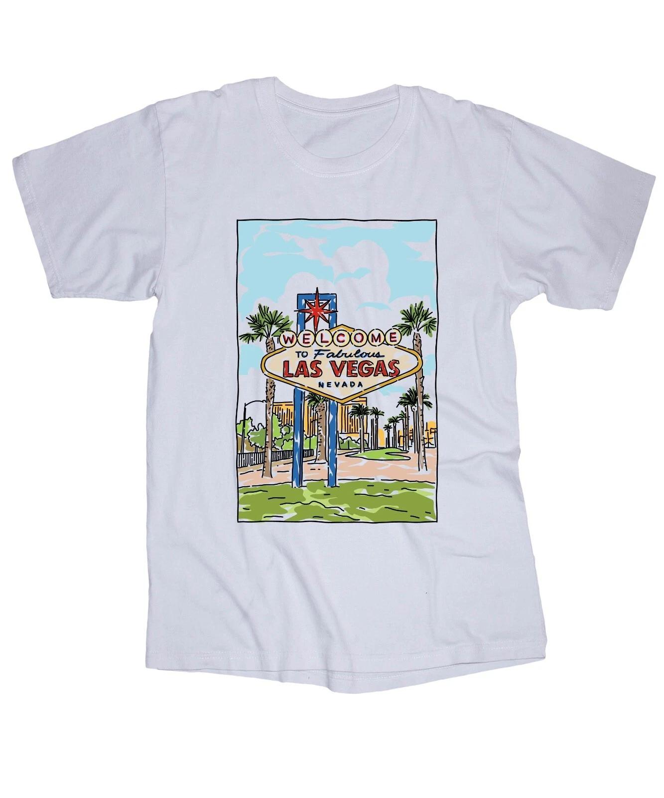 Las Vegas NEVADA drawing painting White T-shirt Welcome to Fabulous Poker 3XL
