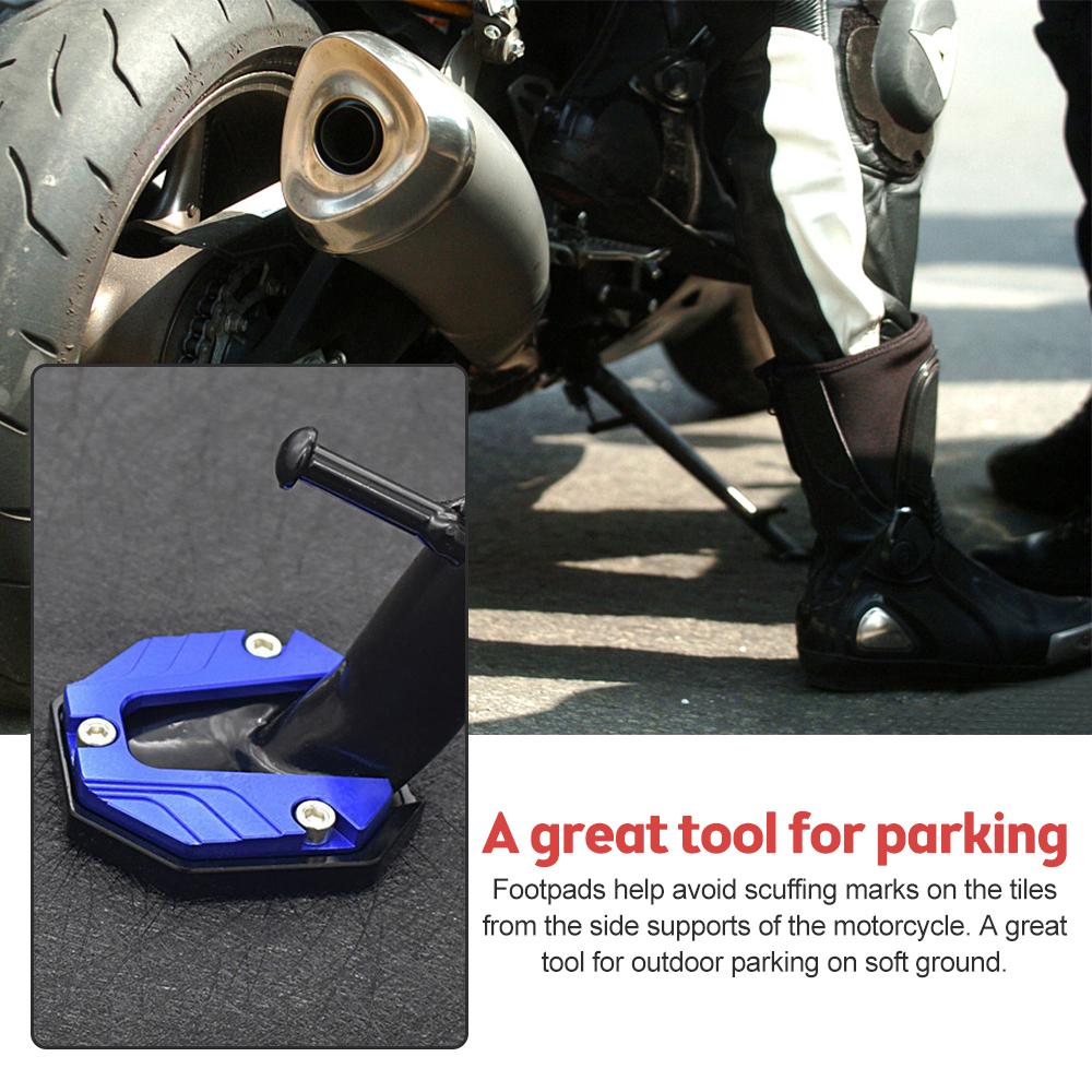 Motorcycle Bike Kickstand Extender Foot Side Stand Extension Foot Pad Support Enlarger Scooter Moped Foot Pad Aluminum Alloy