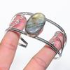 Natural Labradorite Gemstone 925 Sterling Silver Cuff Bangle Adjustable C7j93
