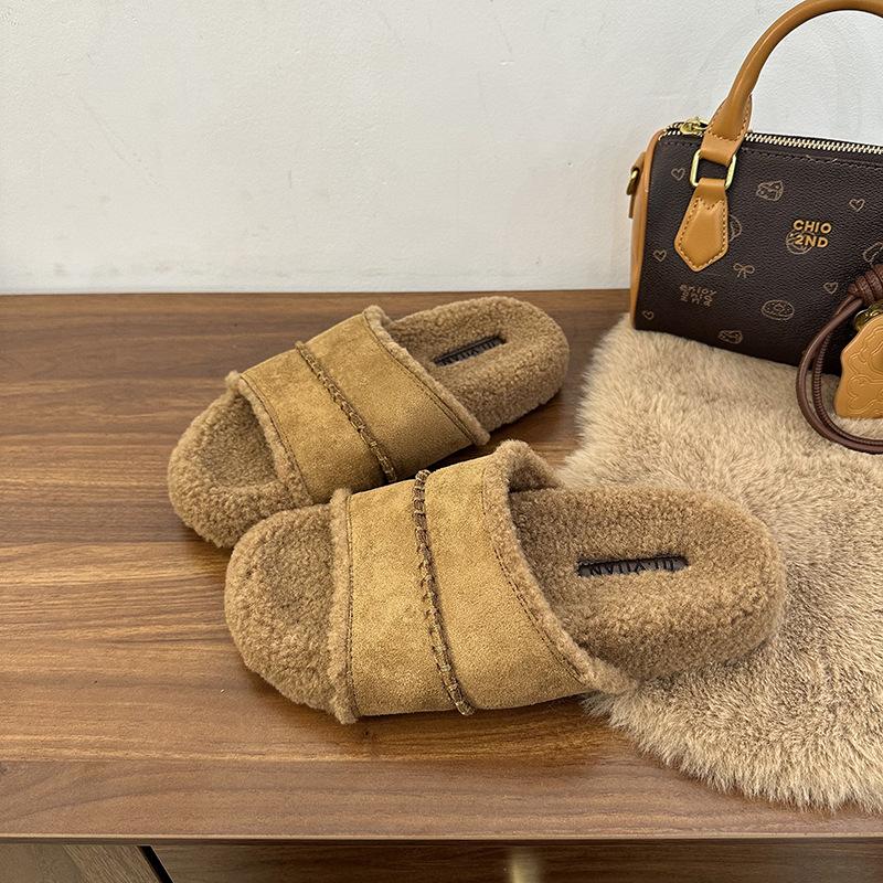 

Maillard shoes drag thick soles with fluffy slippers women s shoes wear 2025 autumn new one-pedal lazy shoes 40