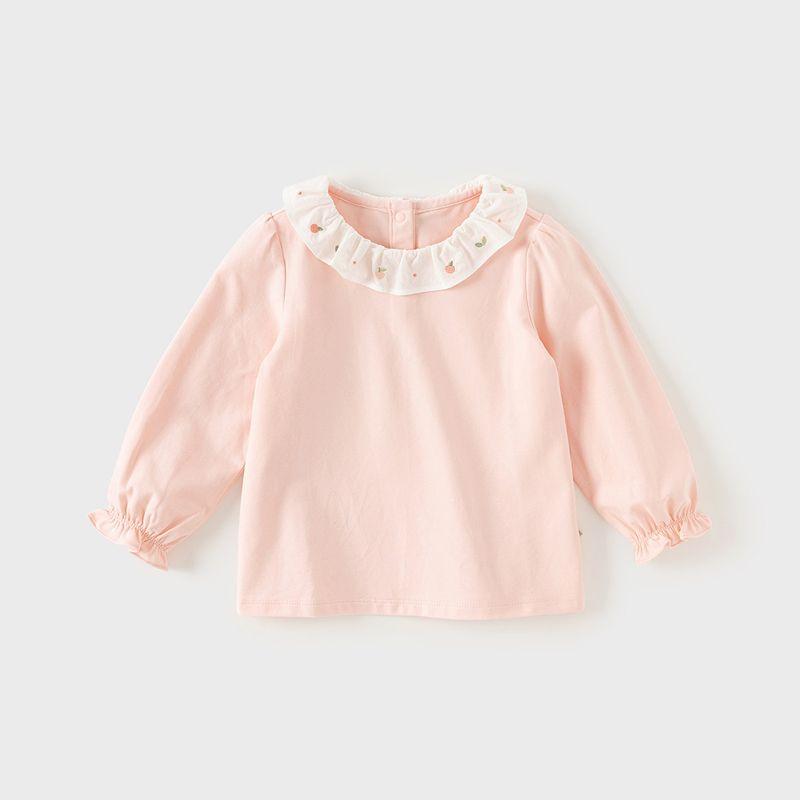 David Bella Spring New Style Girls  Long-Sleeve T-Shirt, Stylish Base Shirt for Baby Girls, Children s Casual Top, Children s Clothing Pink [Ready Stock] 110