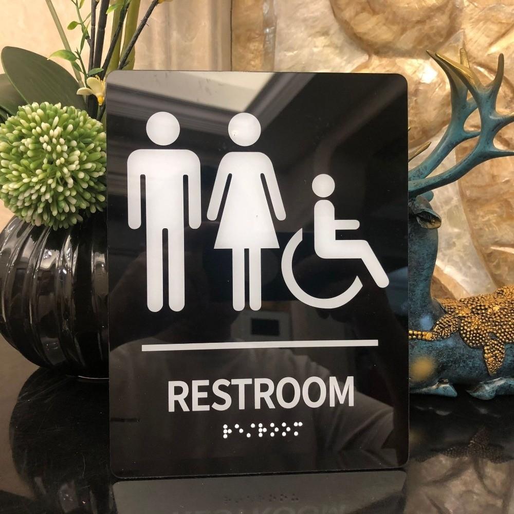 Acrylic Restroom Guide Self Adhesive Washroom Door Sign Creative Braille Restroom Sign  School