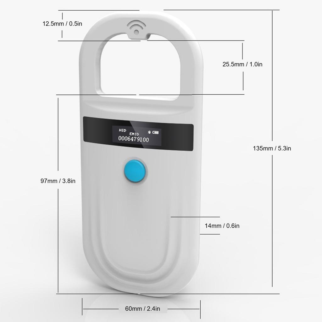 Microchip Scanner For Pets Bt 4.0 OLED Display Store 128 Pieces Of Data For Small Animal Management