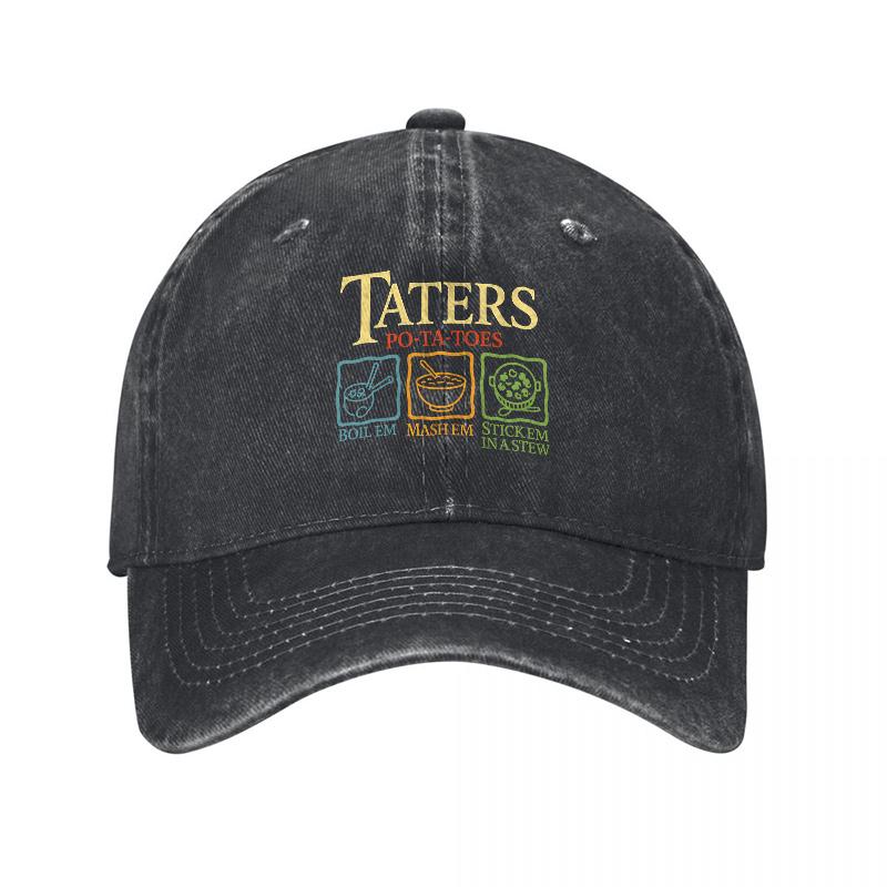 Taters Culture Washed Cotton Baseball Cap With Colorful Embroidered Logo Design For Everyday Wear And Casual Style
