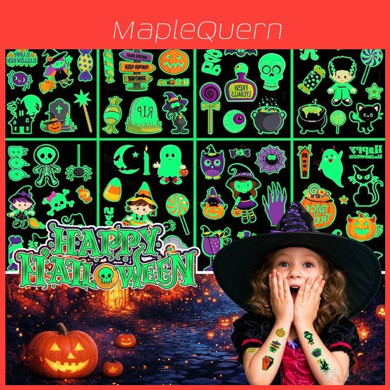 Childrens Halloween Glowinthedark Pumpkin Tattoo Stickers For Party Decorations