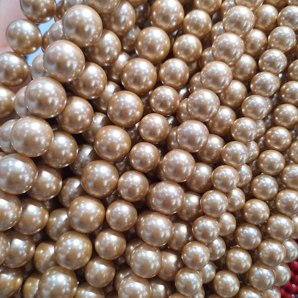 Champagne Color Imitation Shell Pearl Beads 6-12mm for DIY Jewelry, Round Spacer Beads, Loose Beads
