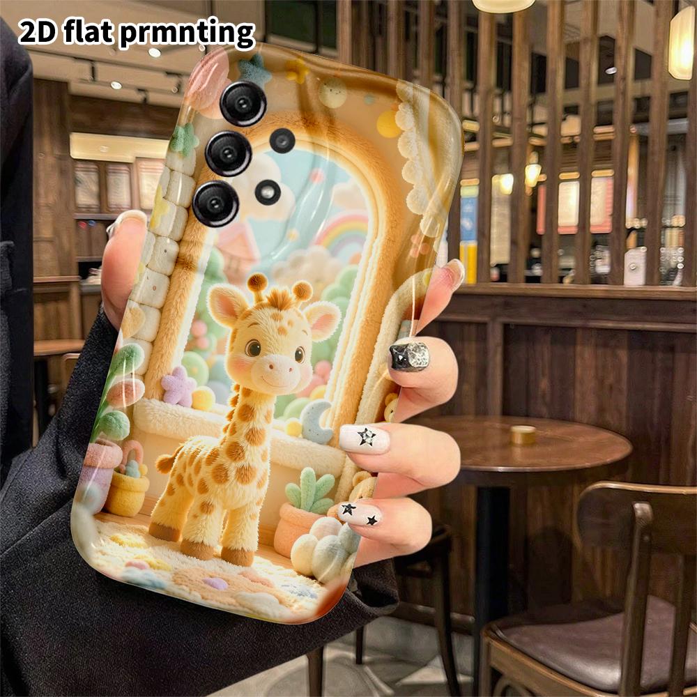 Phone Case: 2D flat, suitable for Samsung Galaxy A34 A35 M05 M06 S20 S22 S21 FE Plus 5G, fairy tale cottage giraffe, perfect holiday gift for Christma